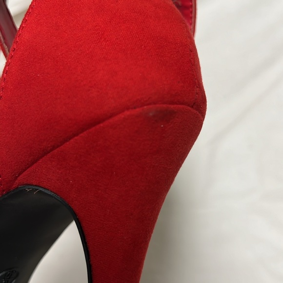 Anne Michelle, Red, Open Toe, Ankle Strap Heels, Size 10 - Picture 6 of 16
